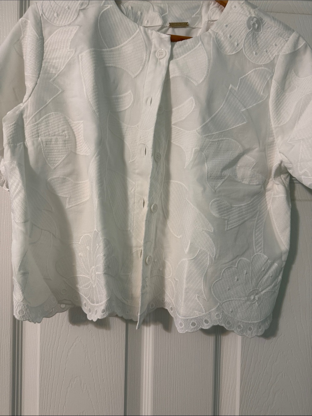 White floral embroidered top